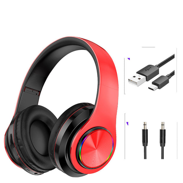 LED Wireless Bluetooth Headphones Gaming Headsets Sport Earphone With Support TF Card Colorful Breathing Lights