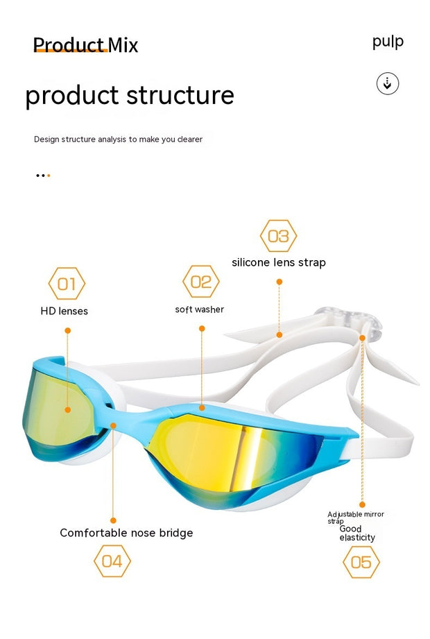 Racing HD Anti-fog Waterproof Swimming Glasses